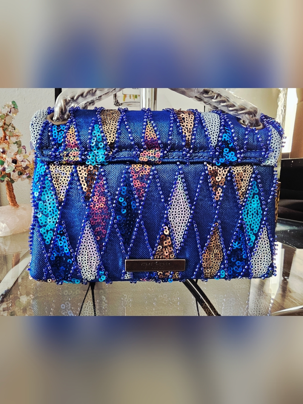 Kurt Geiger Kesington Medium Blue Sequin - Picture 8 of 10